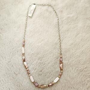 Peyote Bird Sterling Silver Rose Quartz Cream Beaded Long Necklace NWT